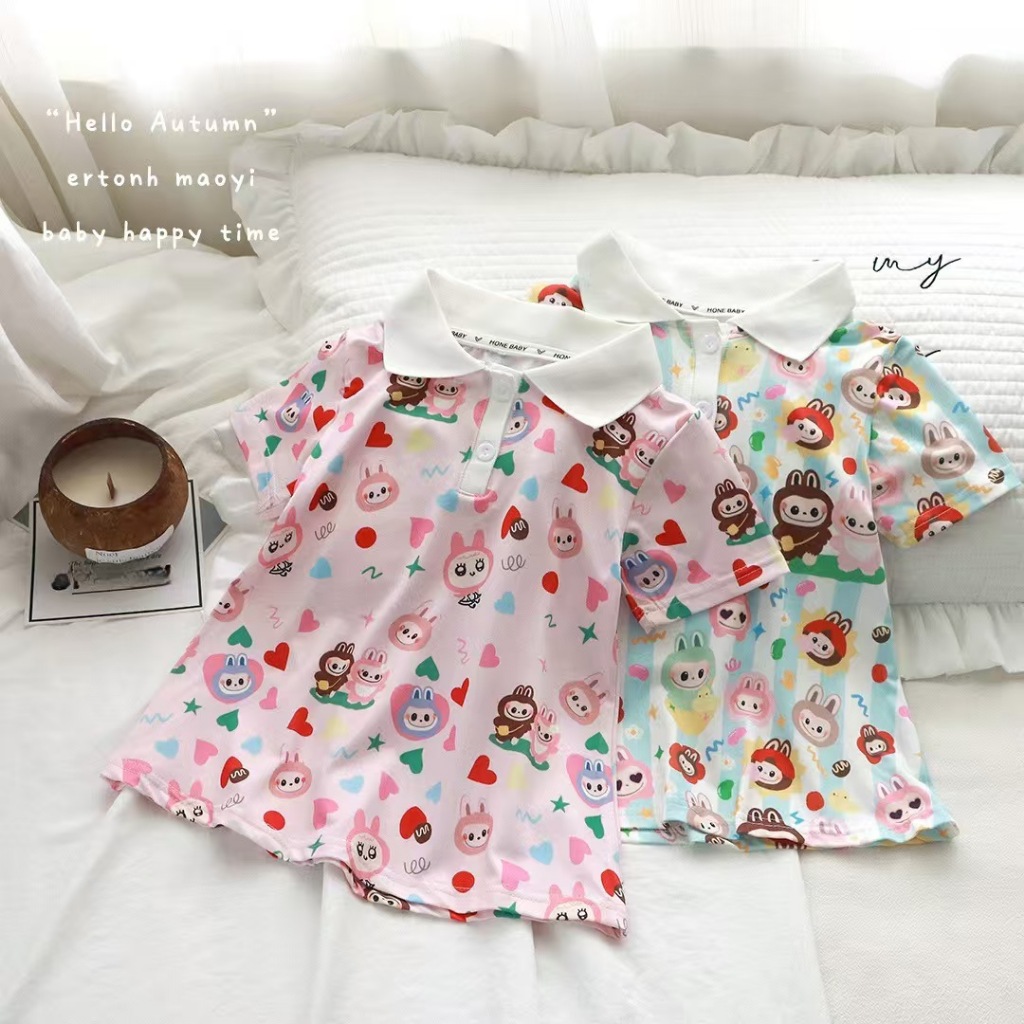 Labubu Collared Dress Cartoon Cool fabric | Shopee Singapore