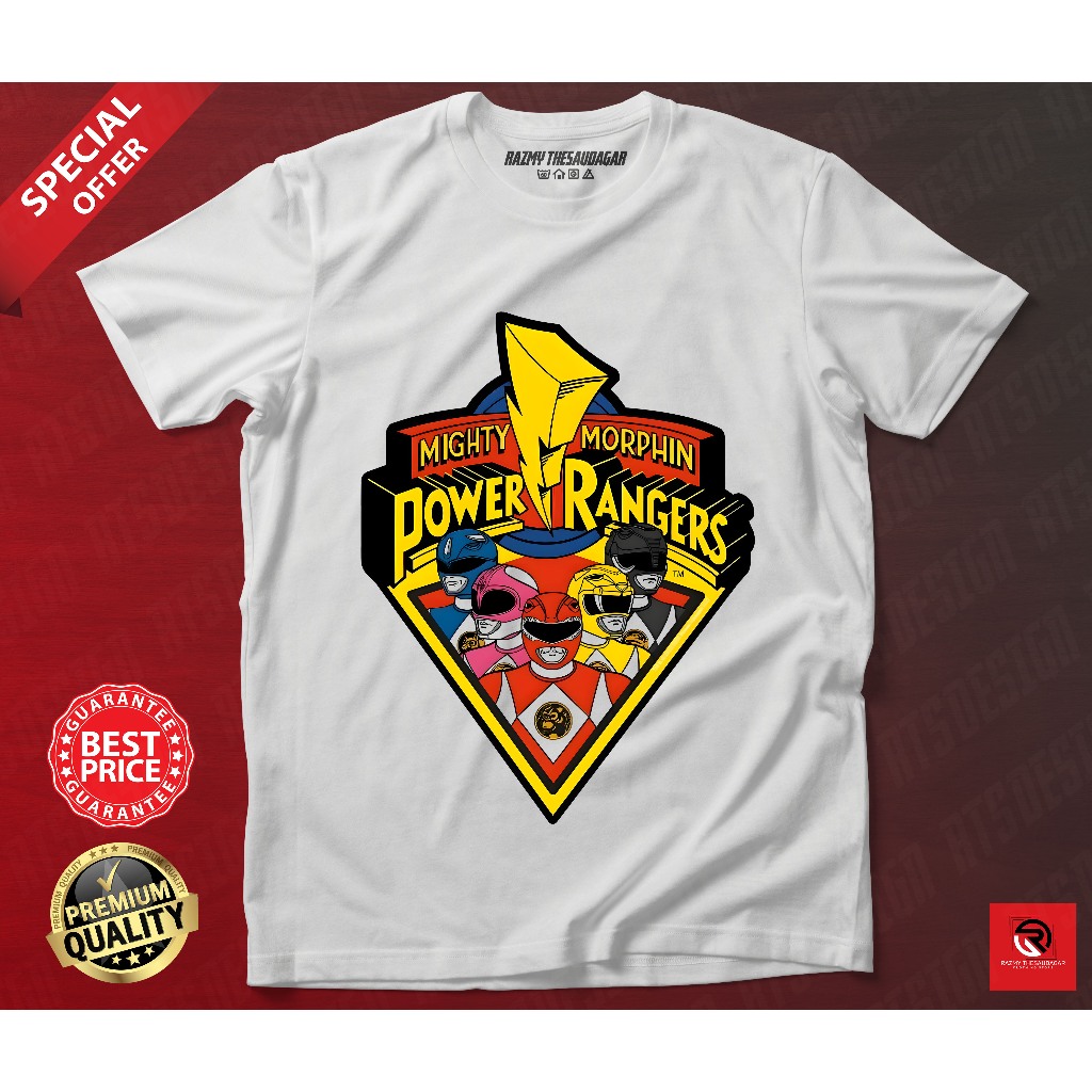 BAJU VINTAGE MIGHTY MORPHIN POWER RANGERS T-SHIRT LENGAN PENDEK ...