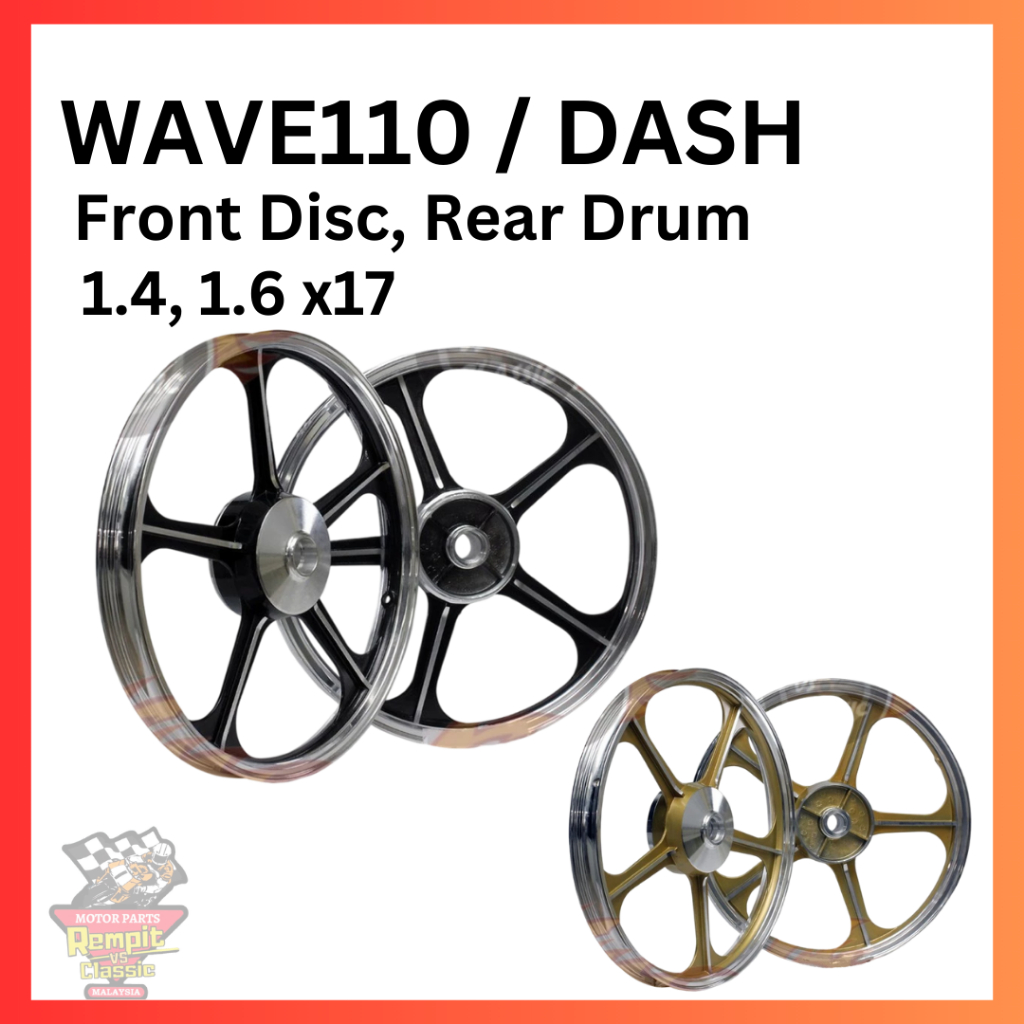 REMPIT Dash / Wave110 5 Batang Sport Rim (Black / Gold) | Shopee Singapore