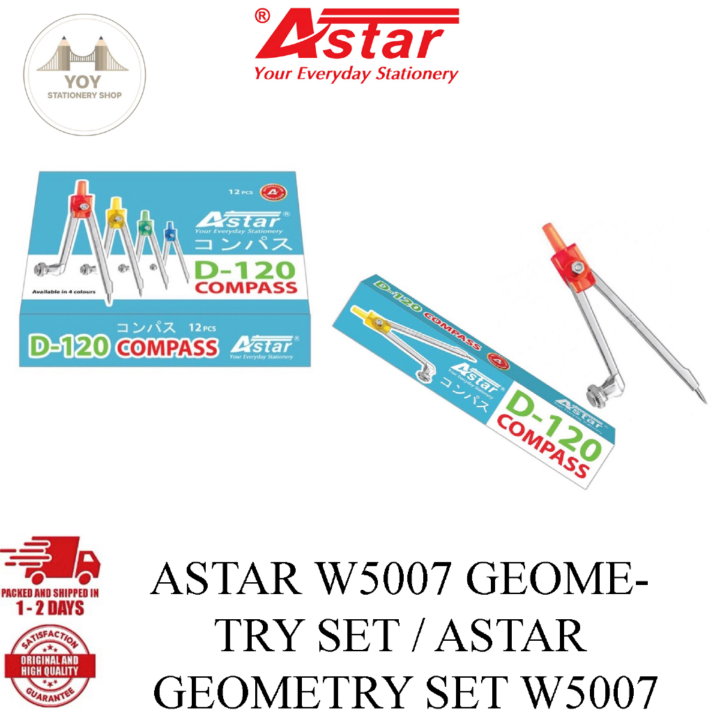 ASTAR D-120 STUDENT COMPASS / KOMPAS BELAJAR D120 MATH SET GEOMETRY ...