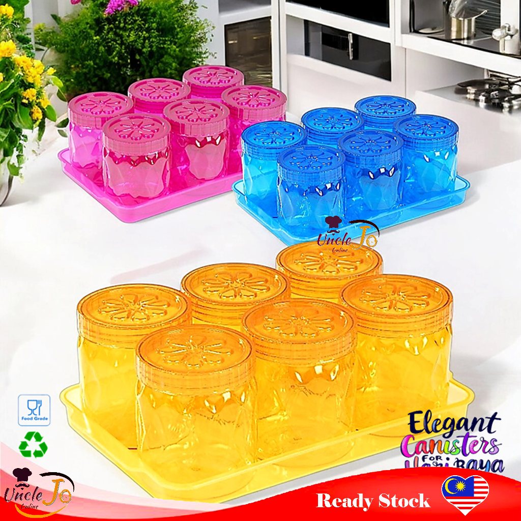 6pcs Crystal Bekas Kuih Raya Set 750ml / Cookies Container Set/ Bekas ...