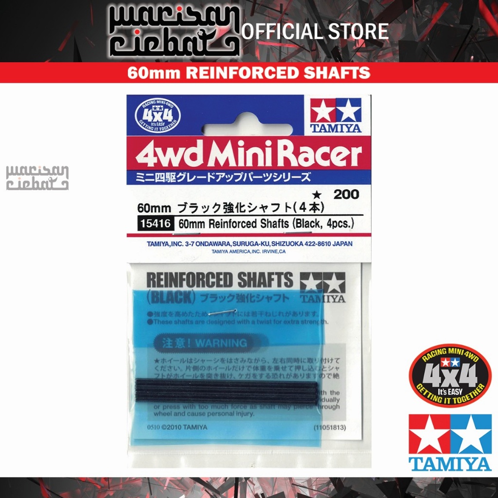 Tamiya 15416 Mini 4wd 60mm Reinforced Shafts (Black/4 Pcs.) | Shopee ...