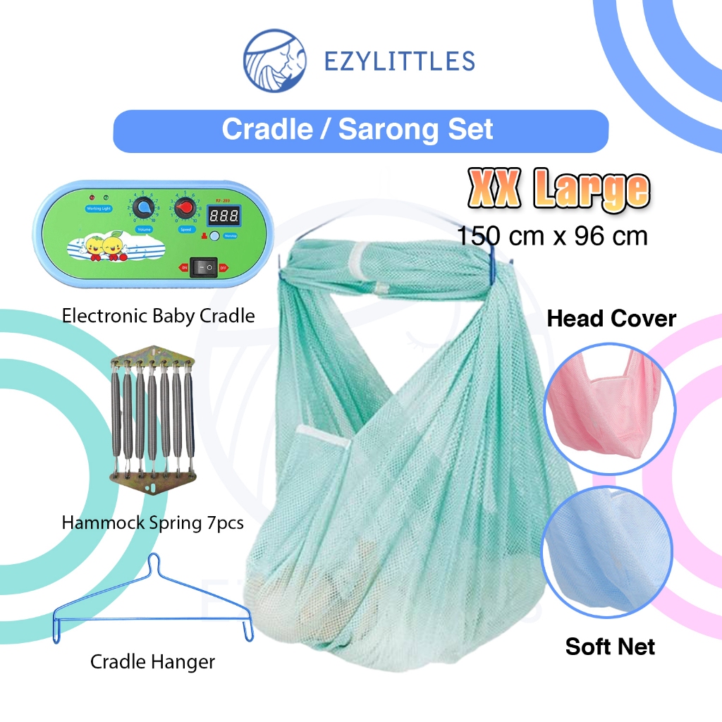 EZYLITTLES Baby Cradle Net with Head Cover XXL Soft Sarong Bayi Kain ...
