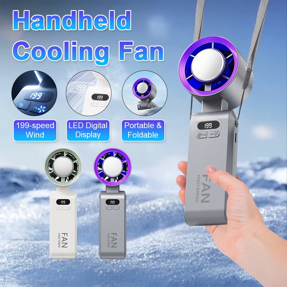 199 Speed Neck Hanging Handle Ice Fan LED Display Outdoor Adjustable ...
