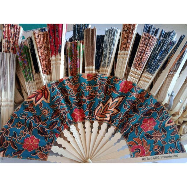 Wooden Batik Fan Souvenir Size 18cm 9 Segment Wedding Gift Unique ...