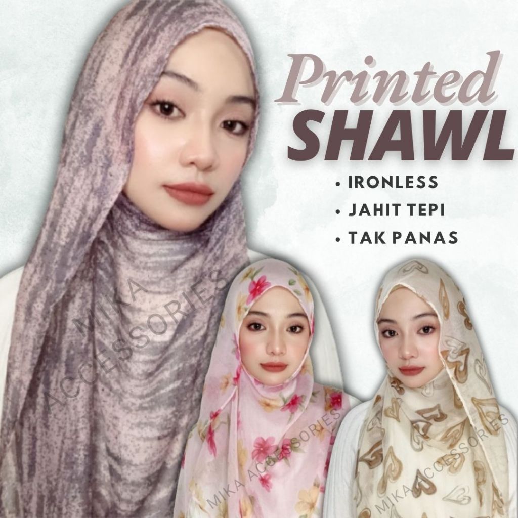 Tudung Shawl Fashion Printed Cotton Shawl Simple Voile scarf