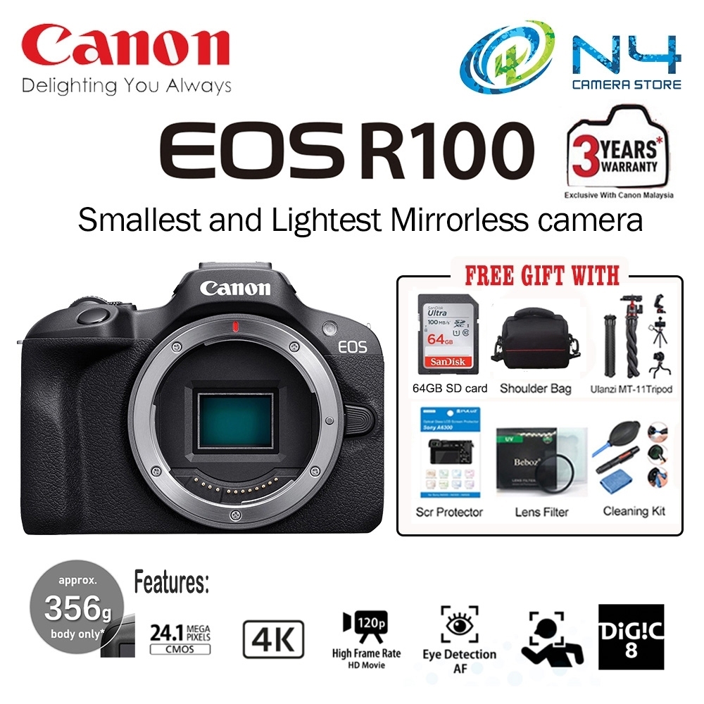 Canon EOS R100 Mirrorless Camera with 18-45mm Lens ,R100 BODY Only