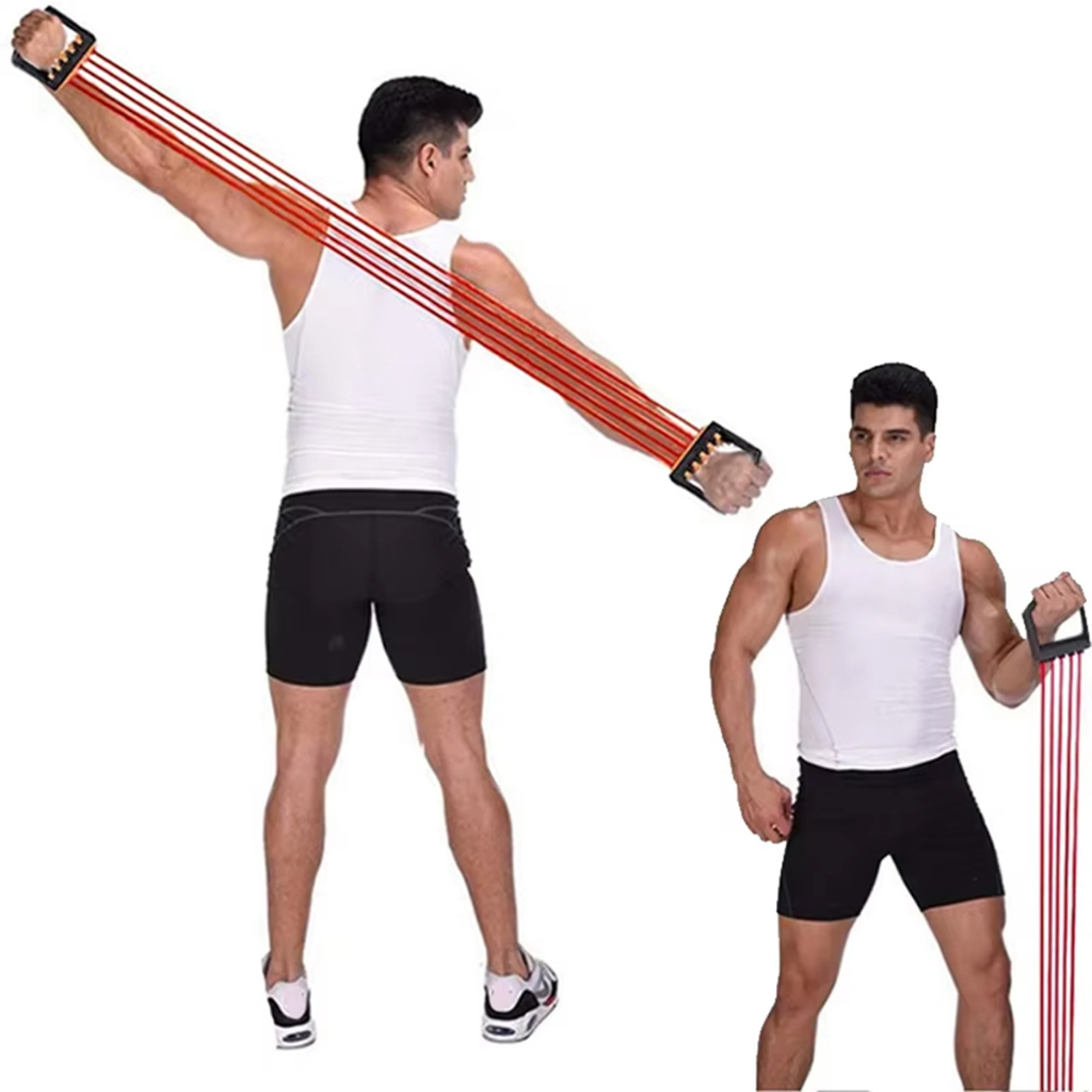 Multl-functional Chest Expander 5 Rubber Tubes Pull Rope Muscle Multl ...