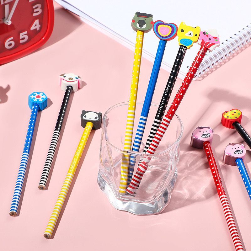 Available Fancy Cartoon Design 2B Writing Pencil With Decoration Eraser ...