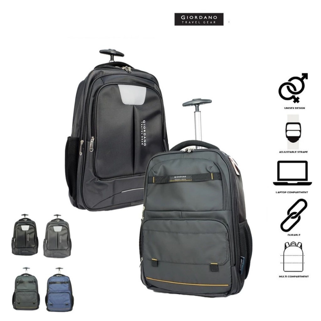 Giordano W.Polo 21 Business Travel Backpack Laptop Bag with Trolley Wheels Cabin Luggage Bag Trolley School Bag
