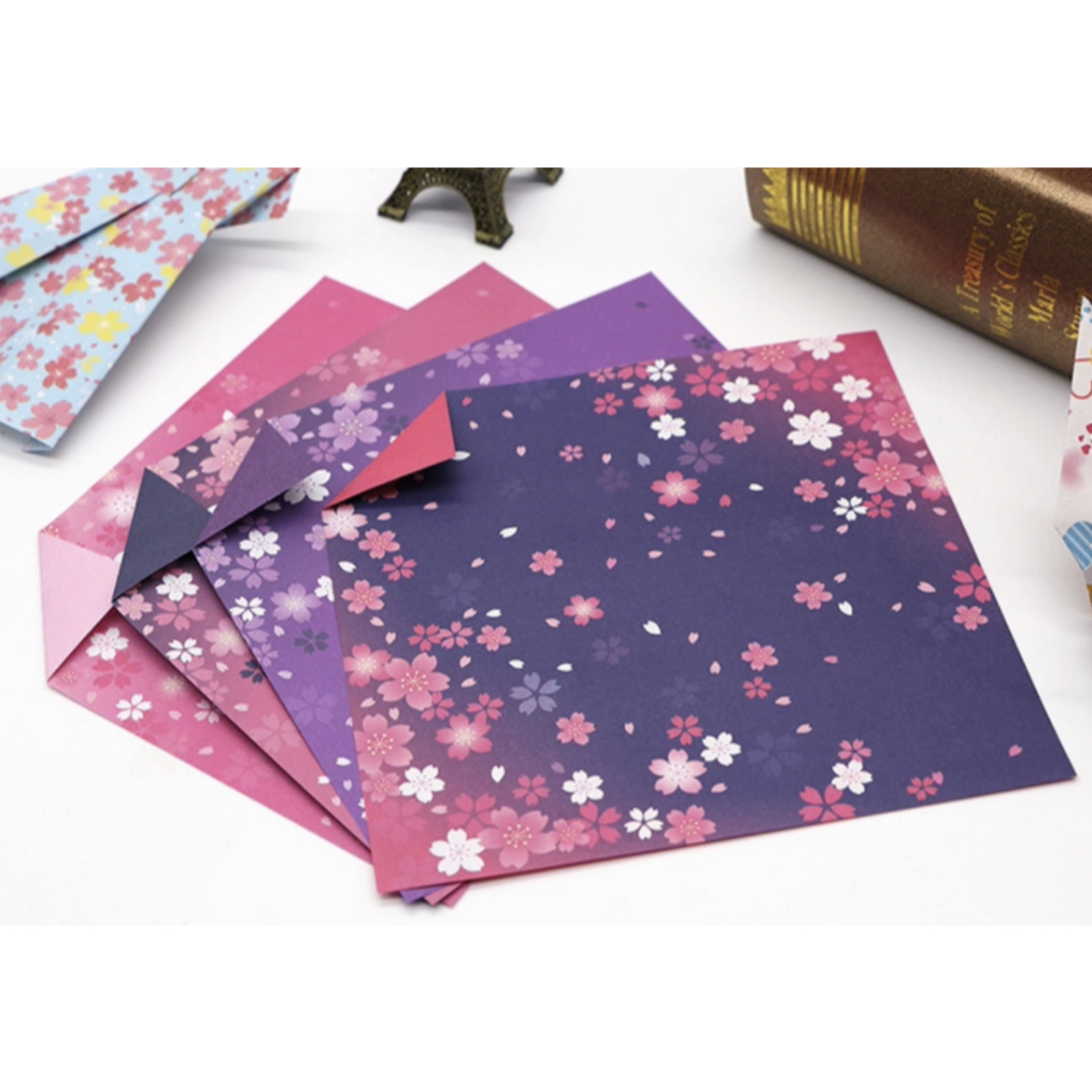 NEW 60pcs 15cm x 15cm Origami Sakura Design + Colored Folding Paper DIY ...