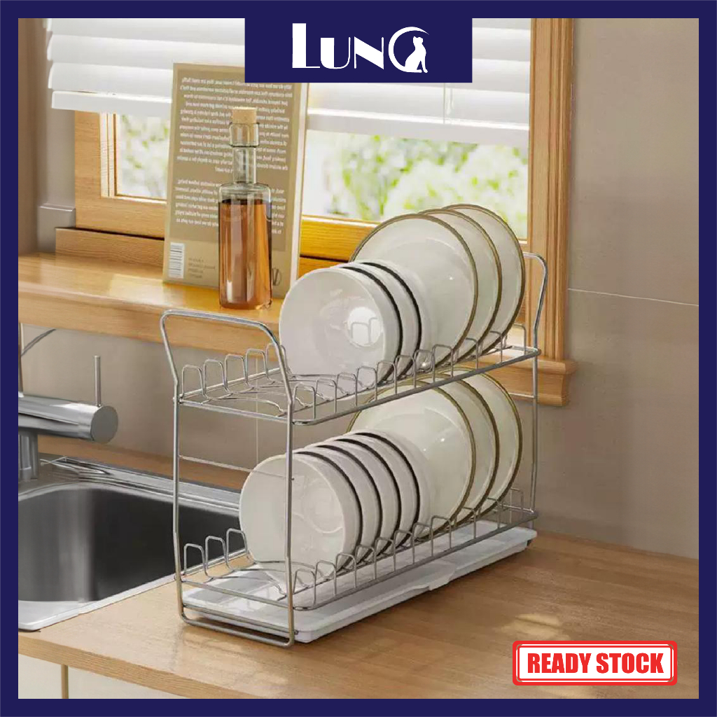 Stainless Steel Kitchen Drainage Dish Rack Kitchen Rack With Drain Tray ...