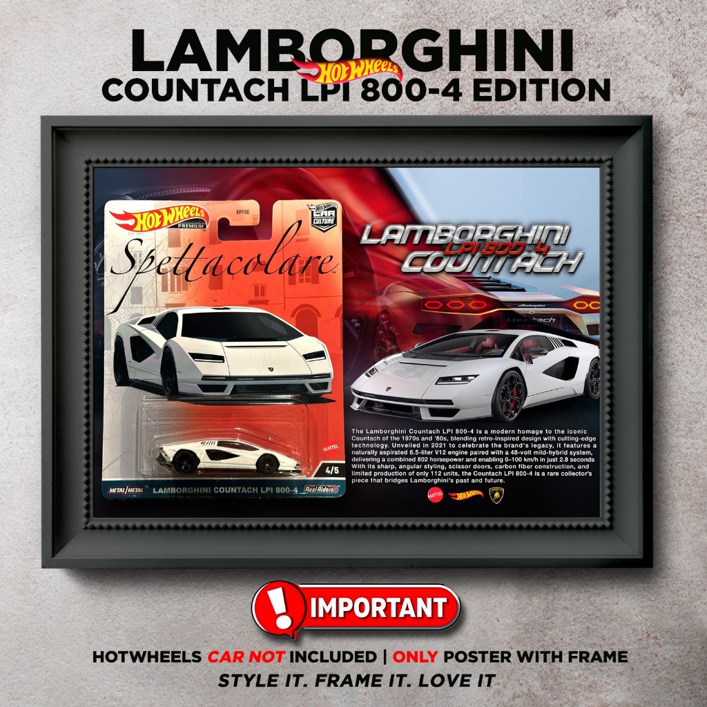 Gambar Frame Hotwheels Lamborghini Countach LPI 800 Berserta Poster ...
