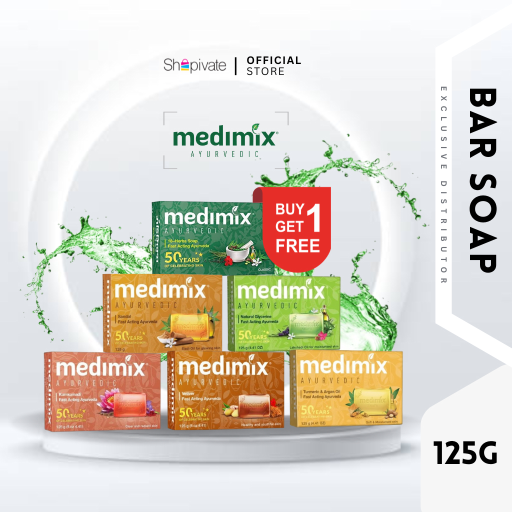 BUY 1 FREE 1 - Medimix Ayurvedic Bar Soap 125g (Exp: Oct '25 - Dec '25 ...