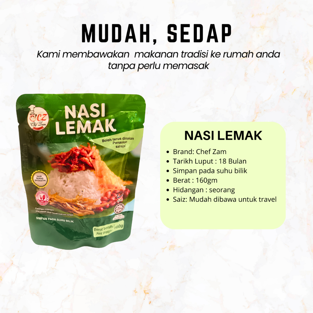 Chef Zam Kombo Jimat Nasi Lemak 10 PAKET - To Eat (RTE) Meal Makanan ...