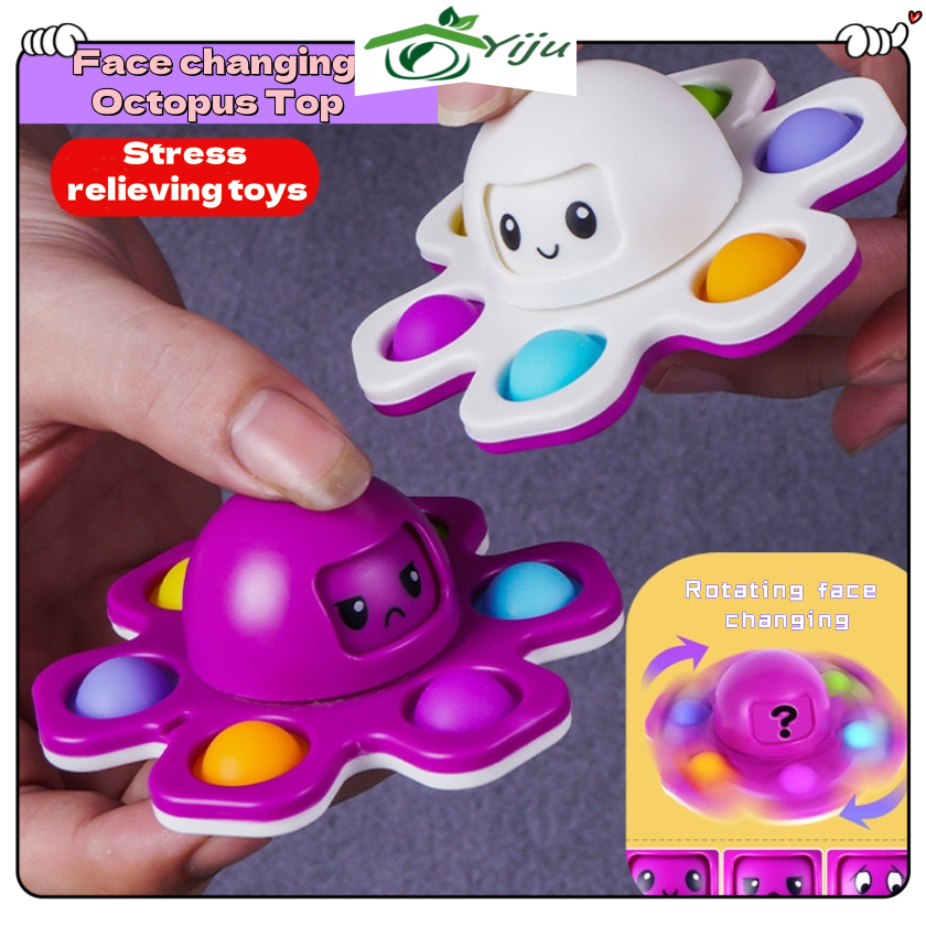 New Pop It Fidget Spinner Toy Flip Face-Changing Octopus Stress Relief ...