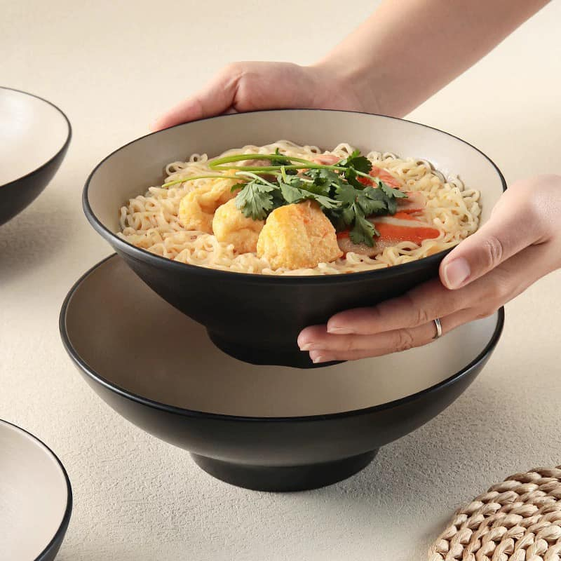 Melamine Dual Tone Round Bowl Rice Ramen Noodle Soup Dinner Food ...
