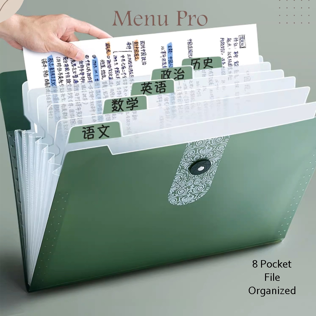 8 Pocket A4 Expanding File Multilayer Grid File Folder Expandable ...