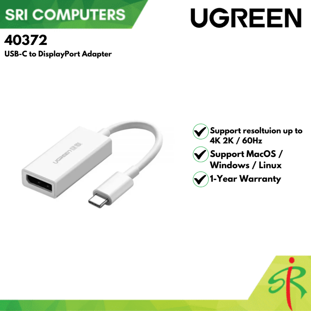 UGREEN 40372 USB-C to DisplayPort Adapter [1-YEAR WARRANTY] | Shopee ...