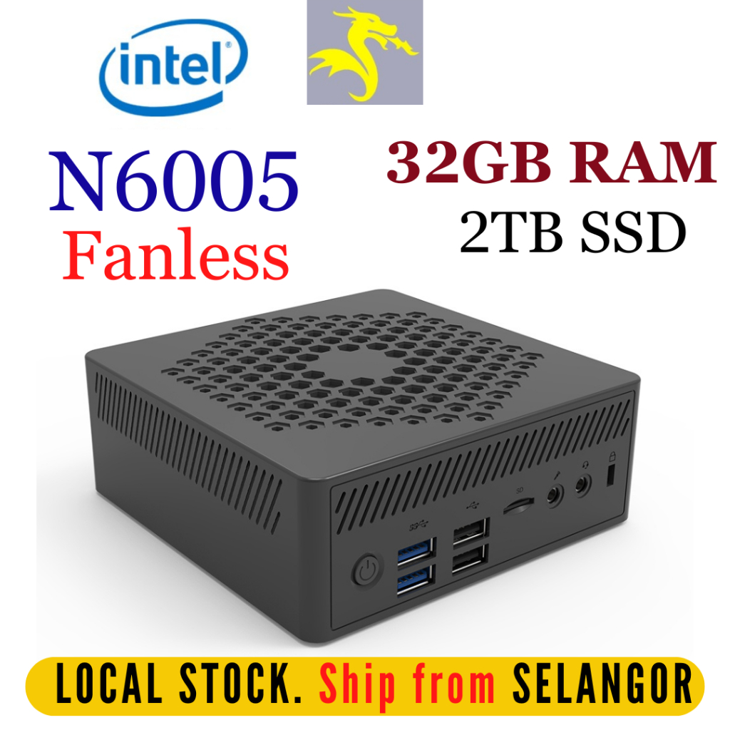 GK MAX Intel N6005 Fanless Windows Mini PC 32GB RAM 1TB SSD Desktop CPU ...