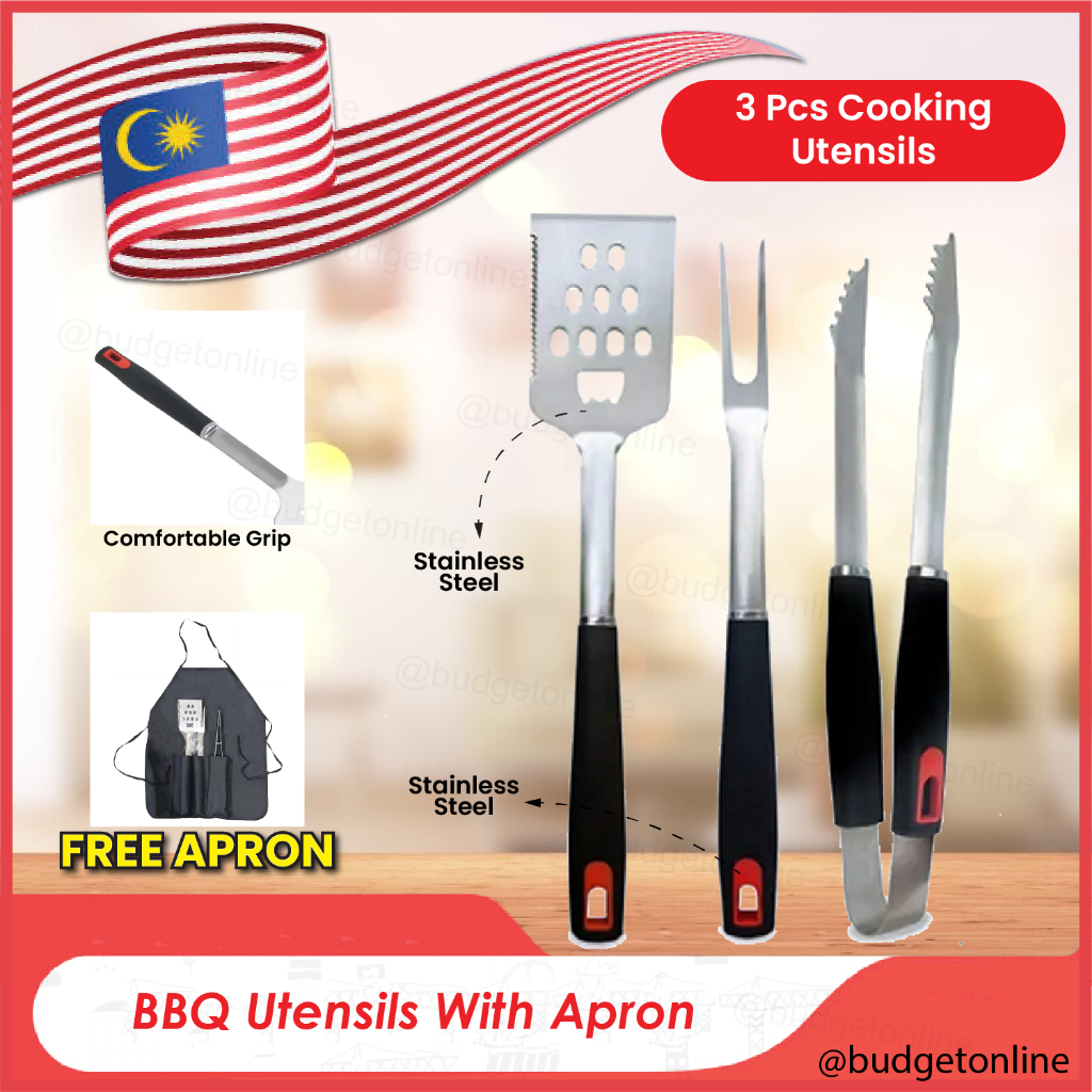 BBQ Grill Tool Set Apron Grilling Cooking Utensil Kit Barbecue Camping ...