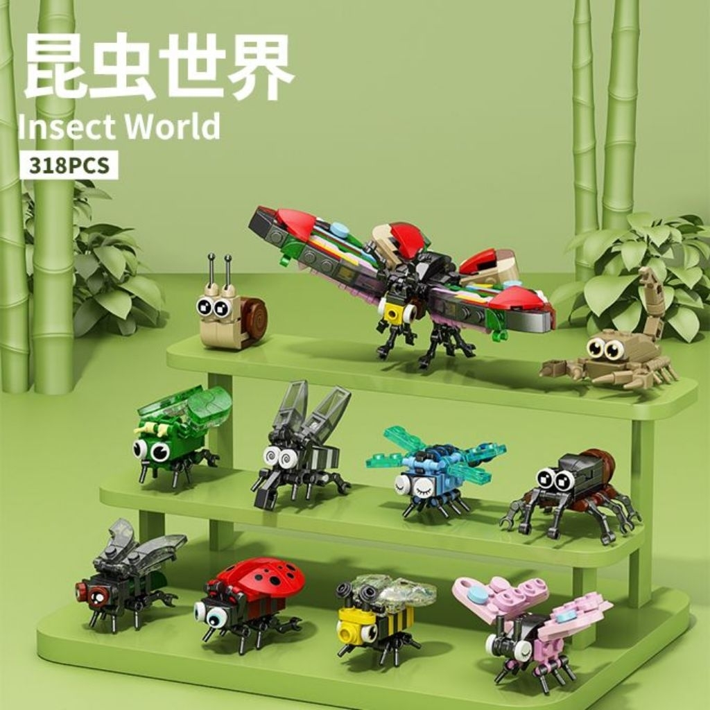 Mini Building Blocks Set Cute Insect Small Interlocking Bricks for DIY ...