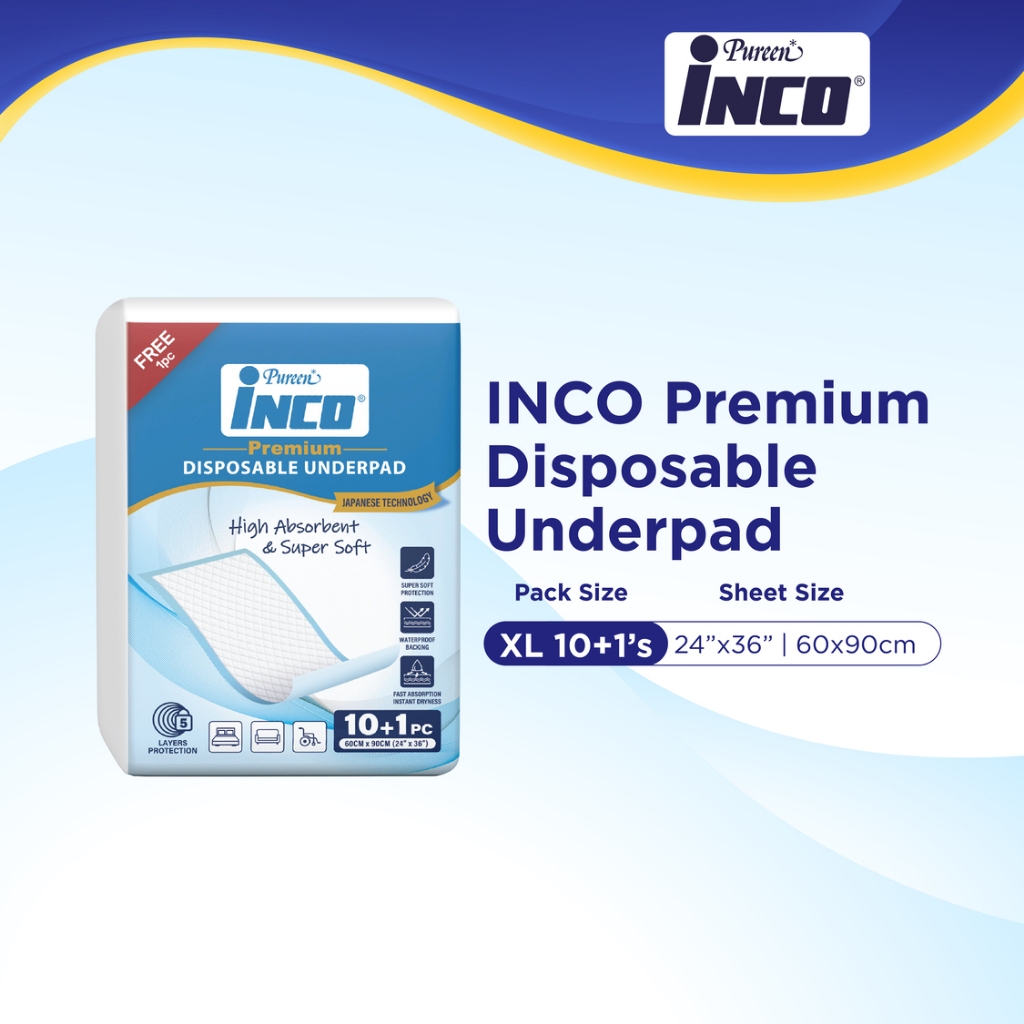 Pureen INCO Premium Disposable Underpad [Extra Large] (10+1's) | Shopee ...