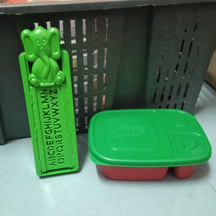 Set milo food container & pencil box(elephant)/ set bekas makanan milo ...
