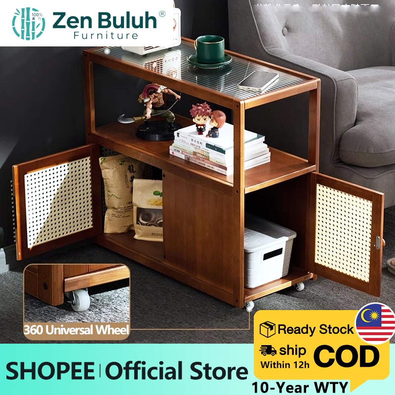 【100%Bamboo】Living Room Moving Side Table 茶几 床头柜 | Shopee Singapore