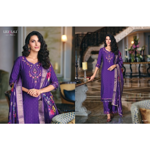 Viscose Silk Kurta Pant Dupatta Set with Printed Dupatta and Lace Finish – Sizes M to XXL