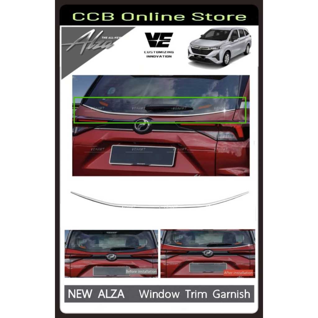PERODUA ALZA 2022-2025 Chrome ABS Rear Windscreen Frame Lining ...