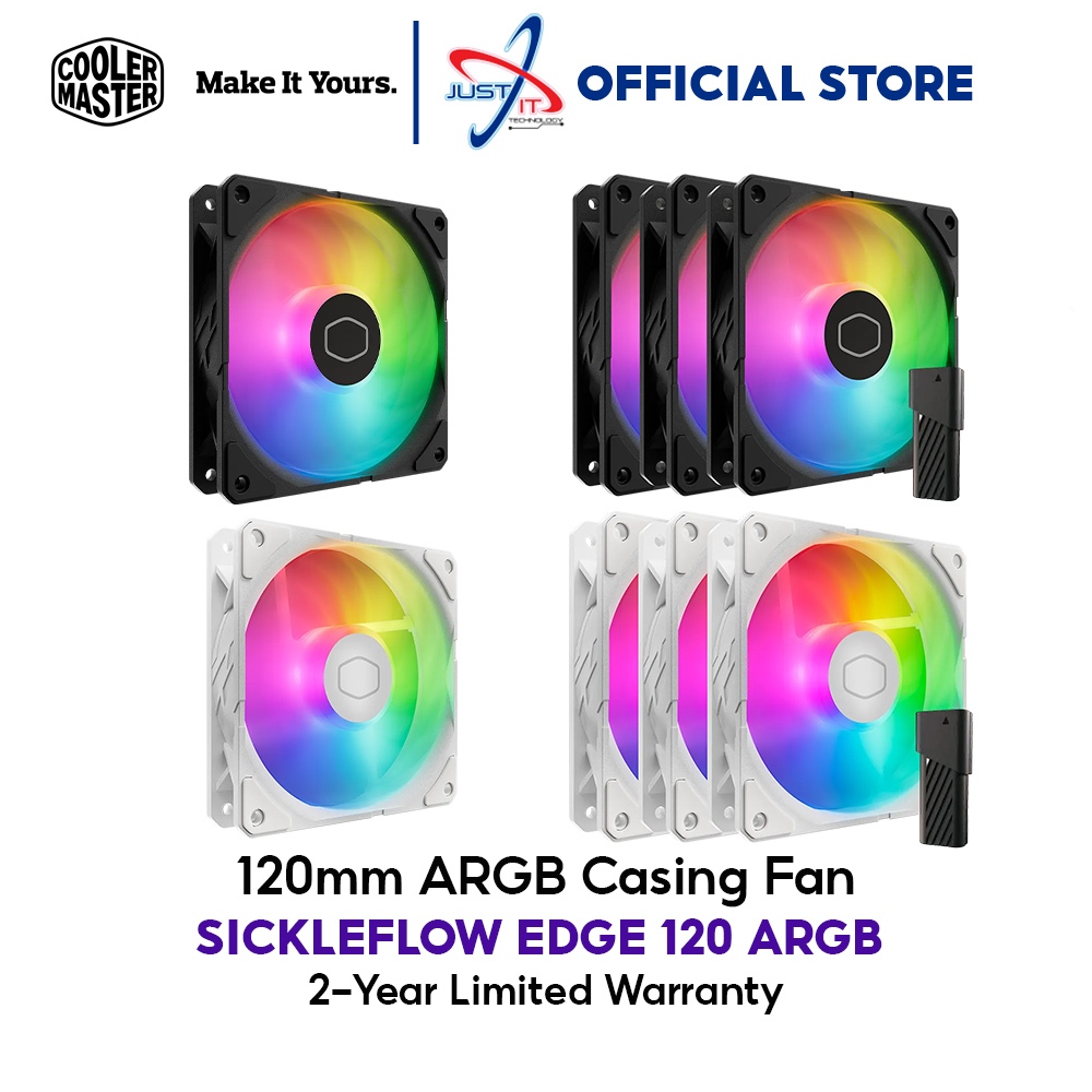 COOLER MASTER SICKLEFLOW EDGE 120 ARGB 120MM CASING FAN - SINGLE / TRIO ...