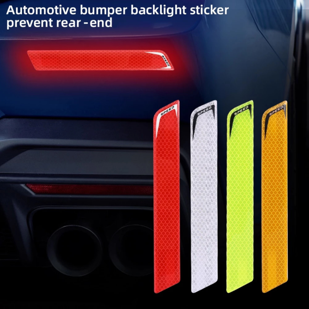 2pc Car Rear Bumper Reflective Sticker Night Drive Safety Warning Myvi ...