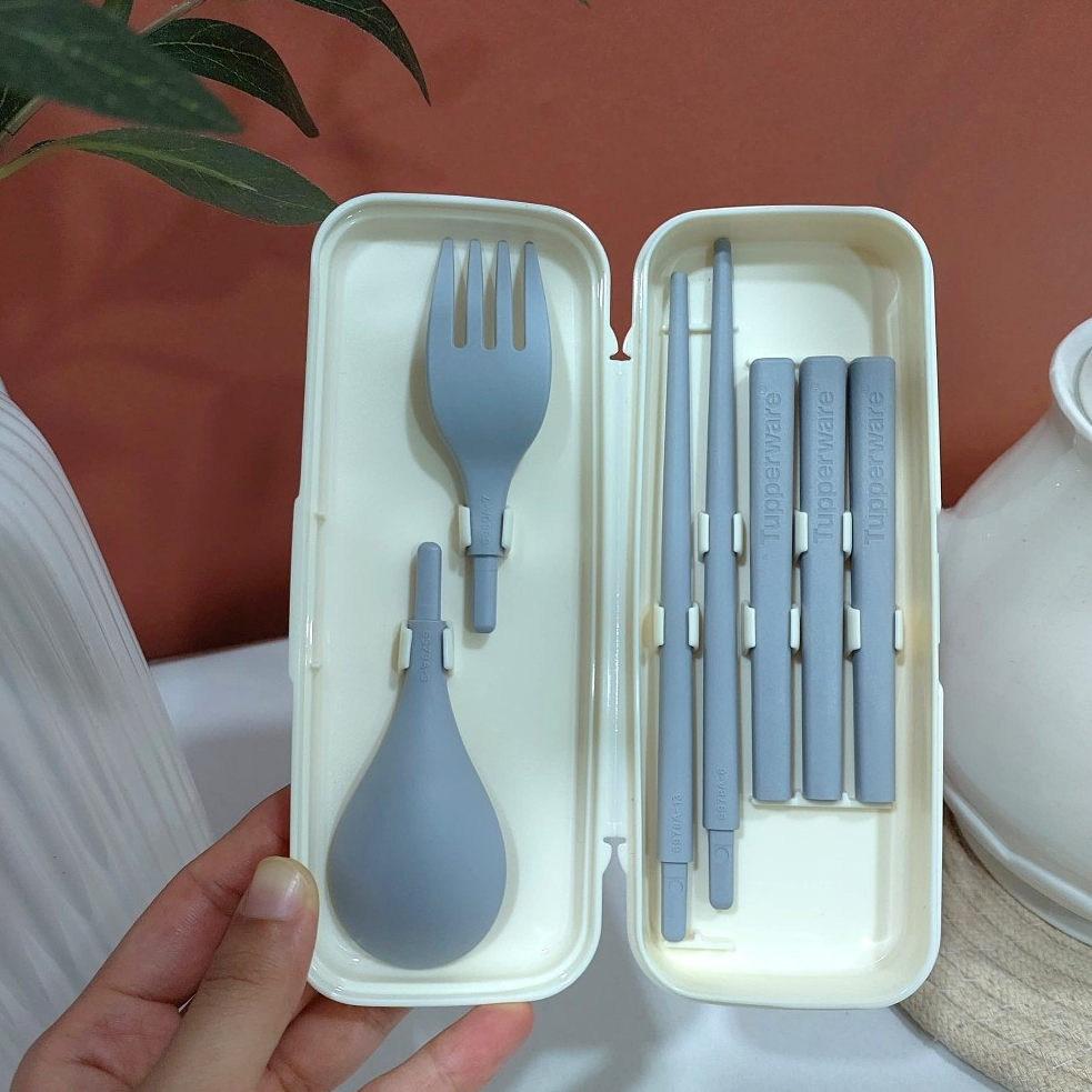 Tupperware Portable Cutlery Set with Case (Fork, Spoon and Chopstick ...