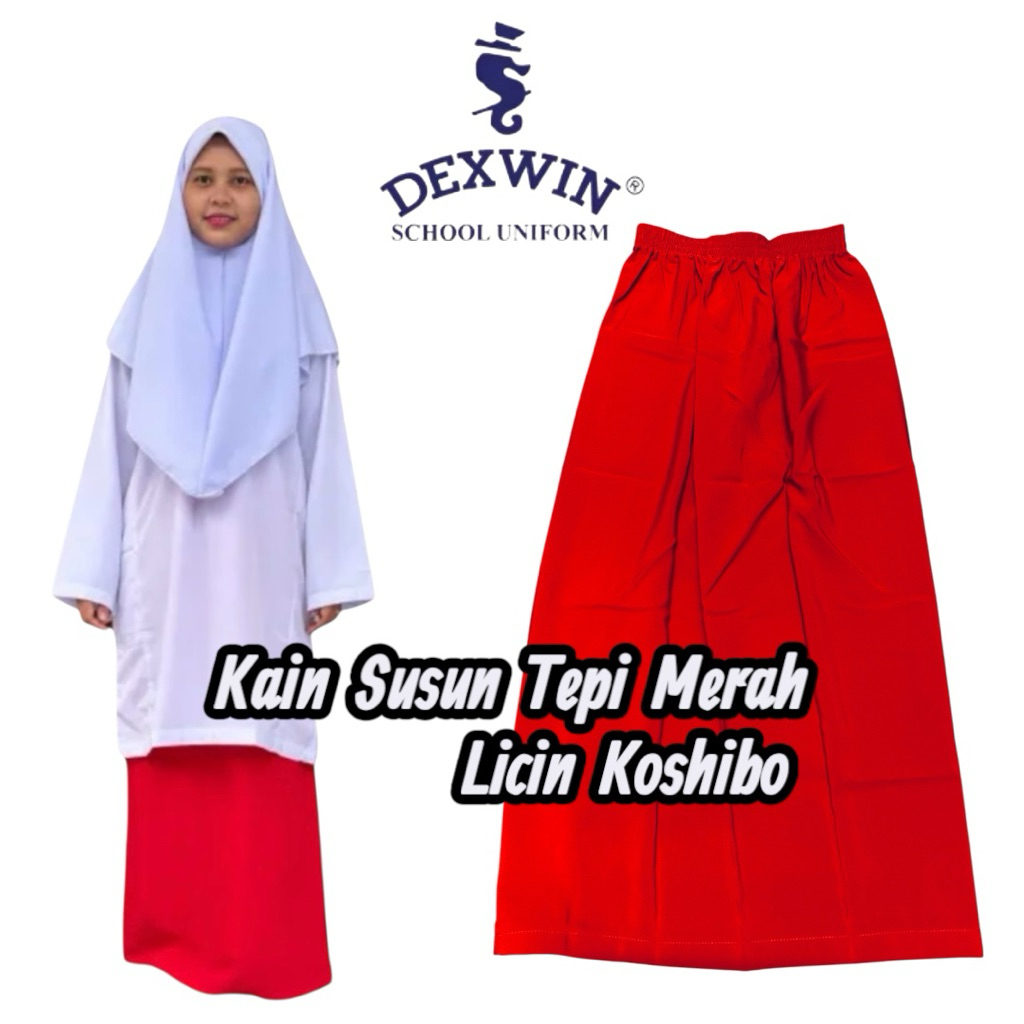 MERAH [DEXWIN] RED EDGE STACKED KURUNG CLOTH, SLIP KOSHIBO | Shopee ...