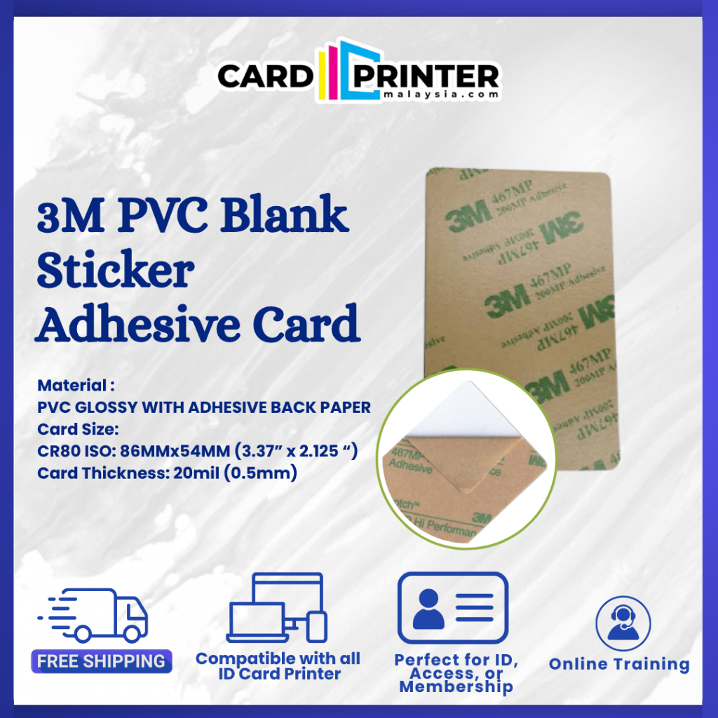 [50pcs] 3M PVC Blank Sticker Adhesive Card Clamshell CR80 Print ID ...