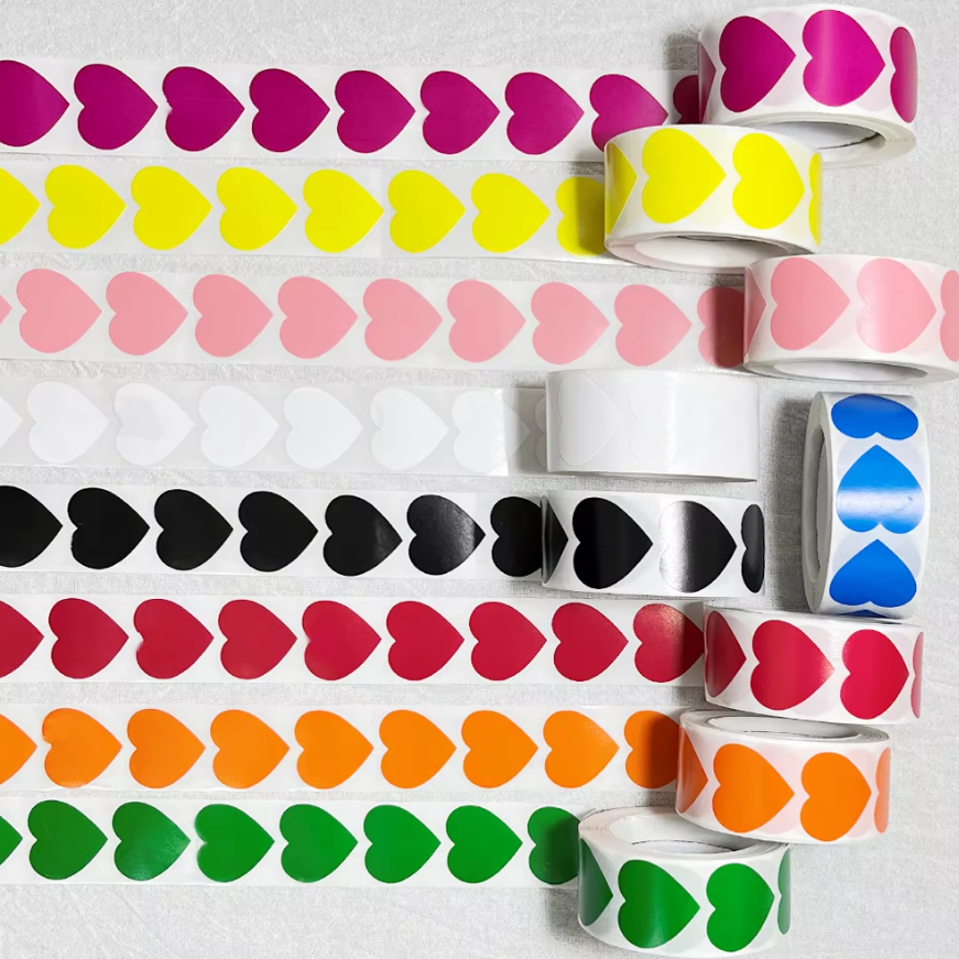 500 Pcs/Roll Love Heart Labels Stickers Color Code Dot Labels Stickers ...