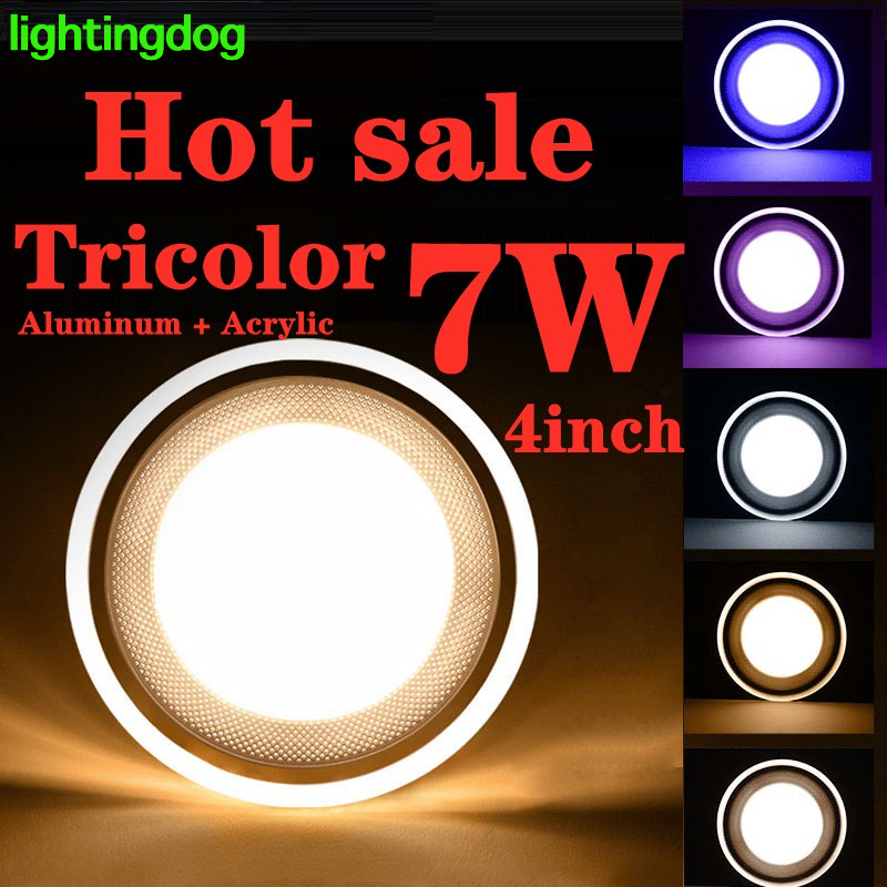 3 Color Adjustable LED Downlight 7W Ceiling Recessed Light Round Panel ...