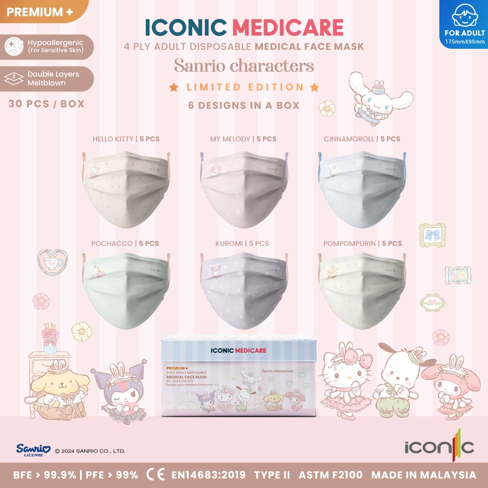 Iconic Medicare [Premium+] 4-Ply Sanrio Usamimi Disposable Face Mask ...