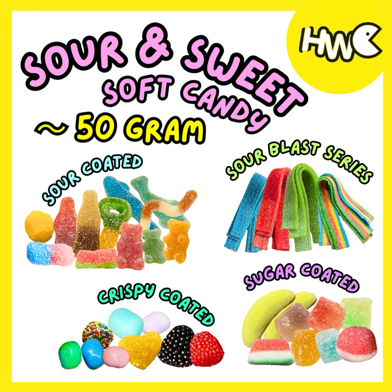 TRY A Little Sour & Sweet Gummi Candy 50 Gram Sweets Gulagula Sour Belt ...