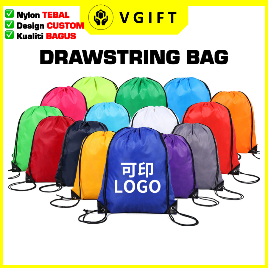 Drawstring Bag + Print Colour Logo / Wording / Picture / QR Sports ...