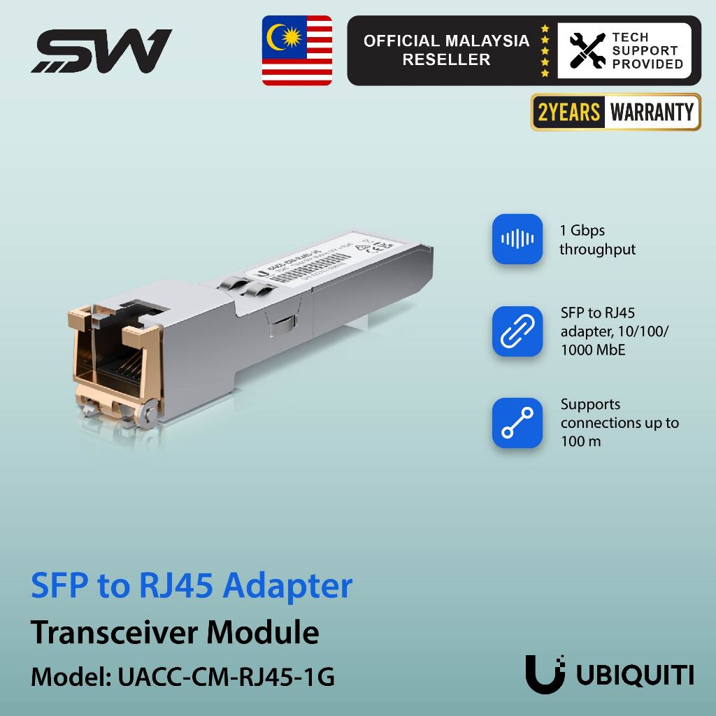 Ubiquiti UACC-CM-RJ45-1G - SFP to RJ45 transceiver that supports 1G ...