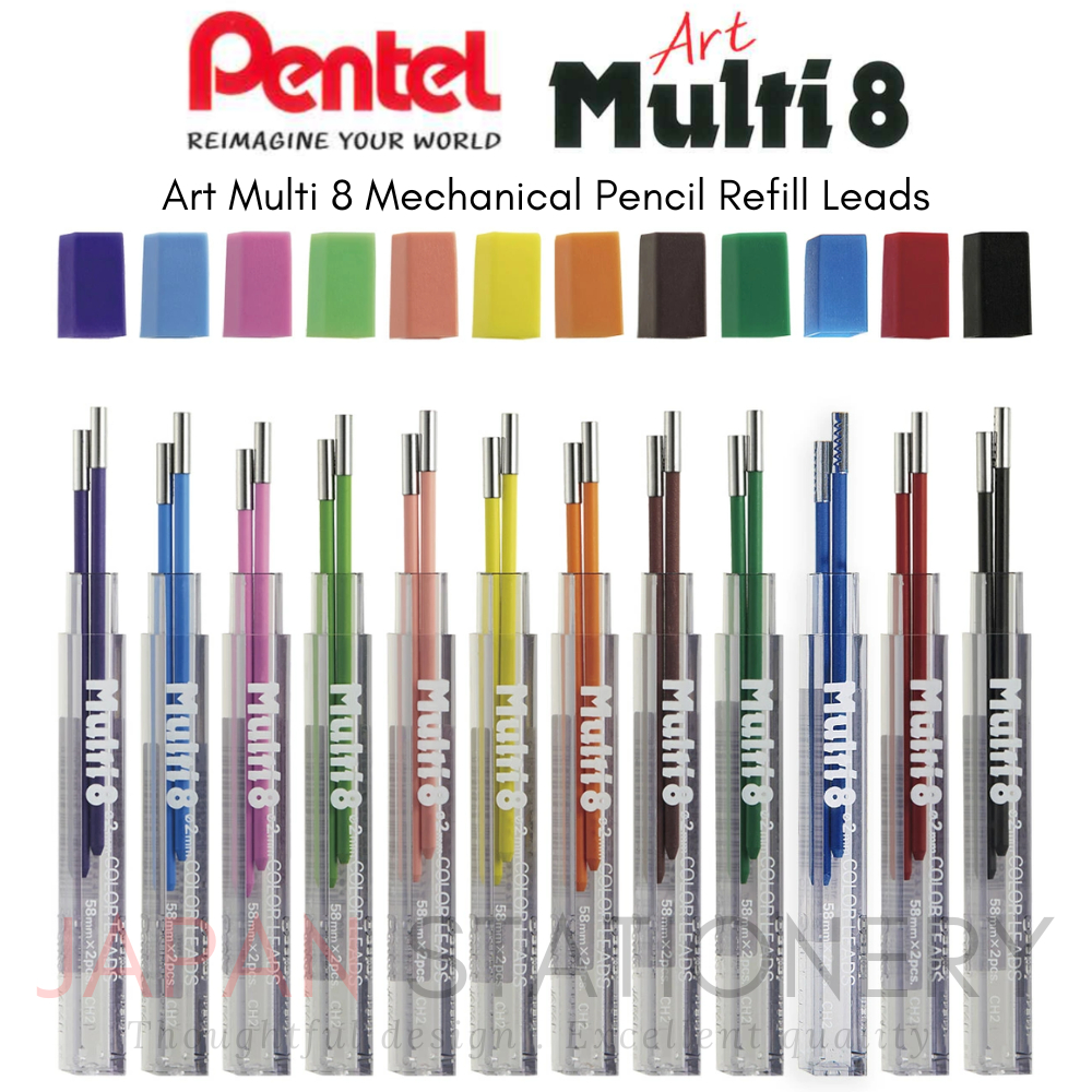 Pentel Art Multi 8 Mechanical Pencil Refill Leads 2.0mm CH2-A CH2-B CH2 ...