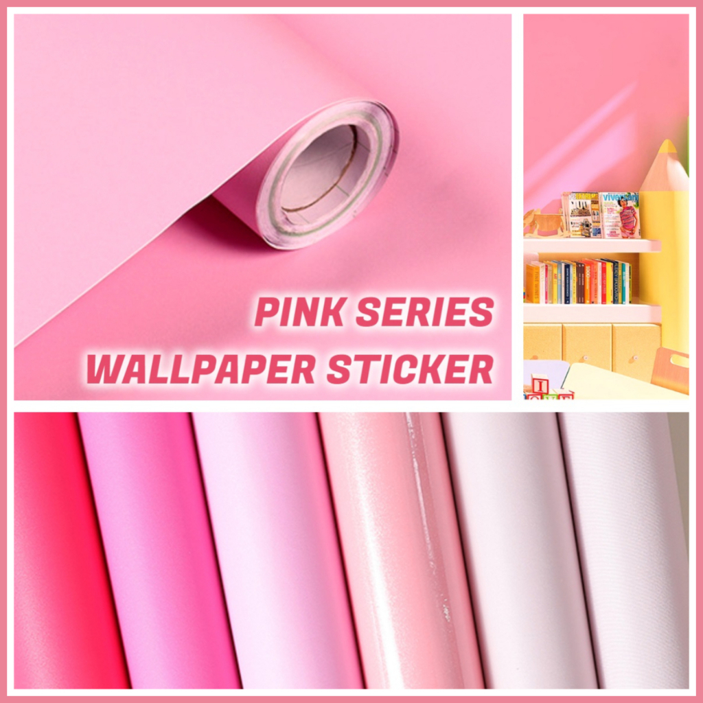 [Pink Wallpaper ] Pink Color Glossy Matte Design Kitchen Cabinet PVC ...