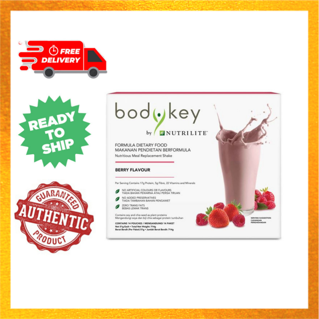 BodyKey by Nutrilite Meal Replacement Shake -14 pouches (Berry, Milk ...