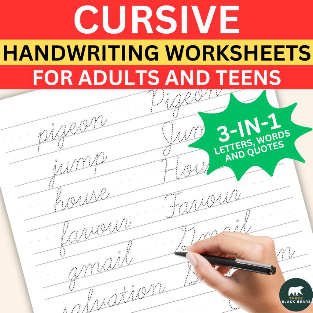 Cursive Handwriting Workbook for Adults and Teens 131 Pages A4 Printed ...