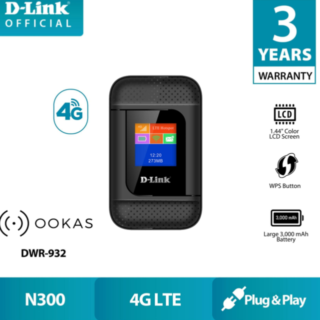D-Link New Colour Screen DWR-932 D3 4G LTE Portable Mifi Wireless Modem ...