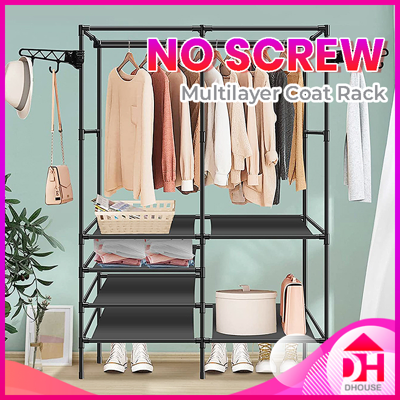 Stainless Steel Wardrobe Clothes Storage Garment Rack Bedroom Rak ...