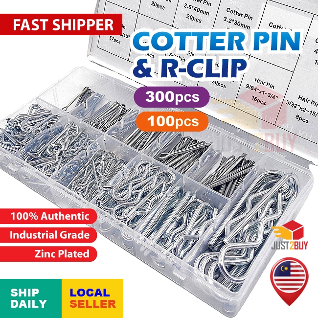 【STOK M'SIA】R Klip Pin Cotter 100/300pcs R-Clip Hair Pin Cotter Pin ...