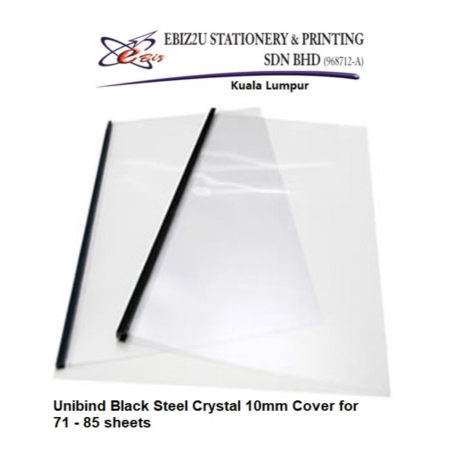 Unibind Black Steel Crystal 10mm Cover for 71 - 85 sheets (5pcs/pack ...
